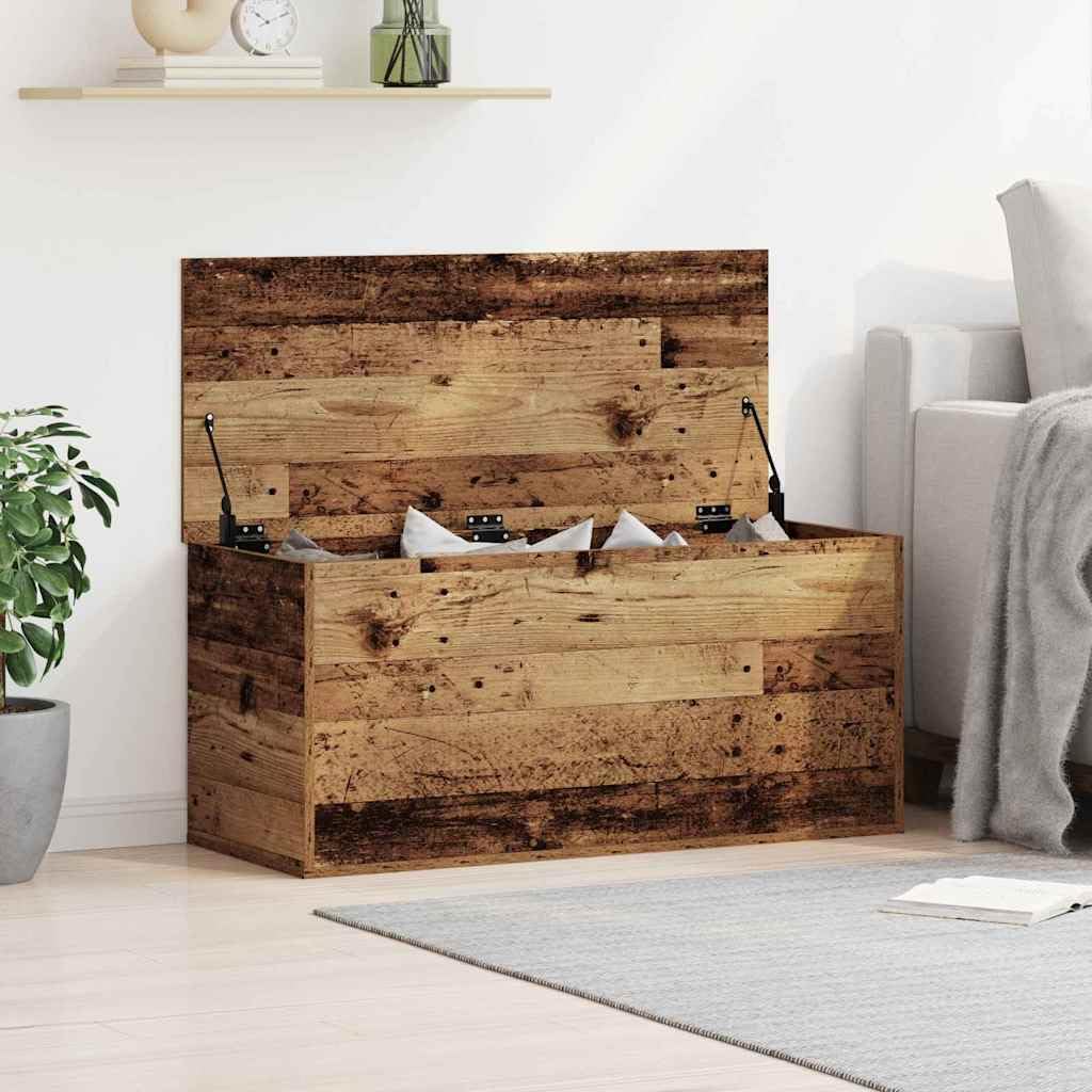 Pudełko do przechowywania starego drewna, 100 x 42 x 46 cm, materiał drewnopochodny z miejscem do przechowywania do salonu, sypialni, biura domowego, stabilna drewniana skrzynia, wszechstronny