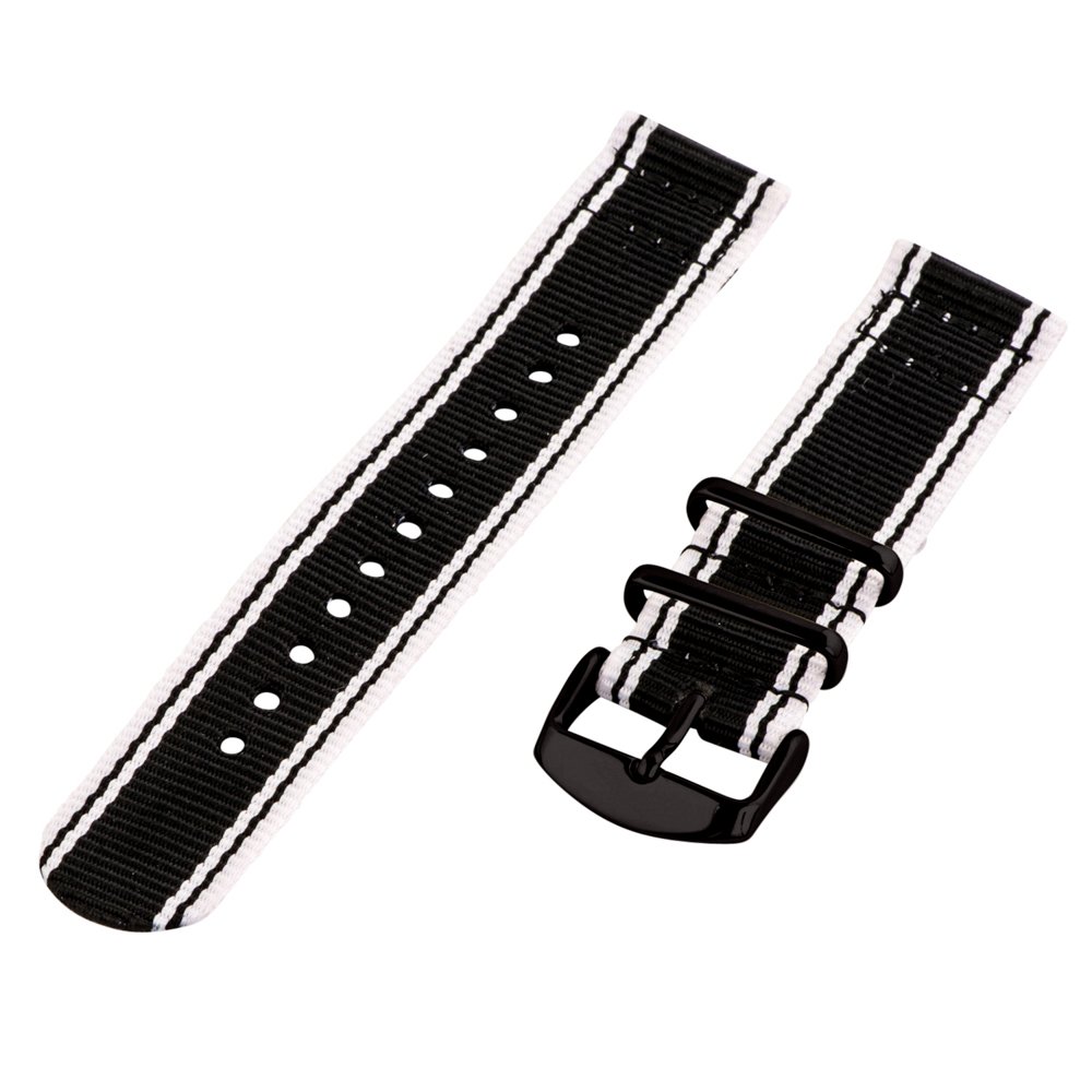 Clockwork Synergy - 22mm 2 Piece Classic Ballistic PVD Nylon White/Black Replacement Watch Strap Band