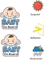 Vista 2 de 2 calcomanías de bebé a bordo para autos, cinta de advertencia de PVC, calcomanías de ventana de bebé pequeño para bebé a bordo, decoración de Niño