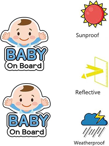 Miniatura 2 de 2 calcomanías de bebé a bordo para autos, cinta de advertencia de PVC, calcomanías de ventana de bebé pequeño para bebé a bordo, decoración de