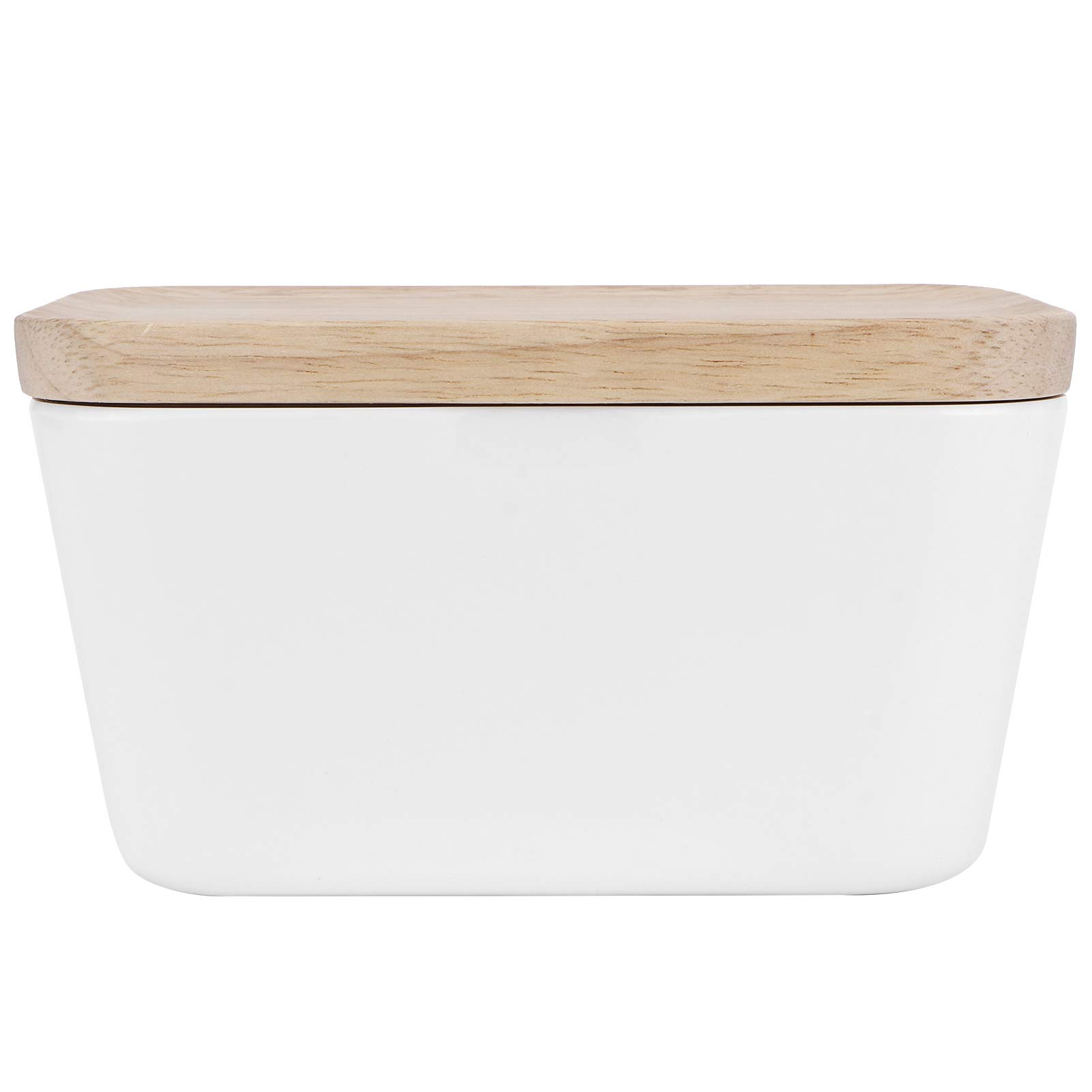 SIXRUN Mantequera con Cuchillo para Mantequilla, Tapa de Haya, Recipiente para Mantequilla de Melamina de 250 Ml para 250 G de , Anillo de Sellado, Tapa que Funciona como Tabla de Cortar, para