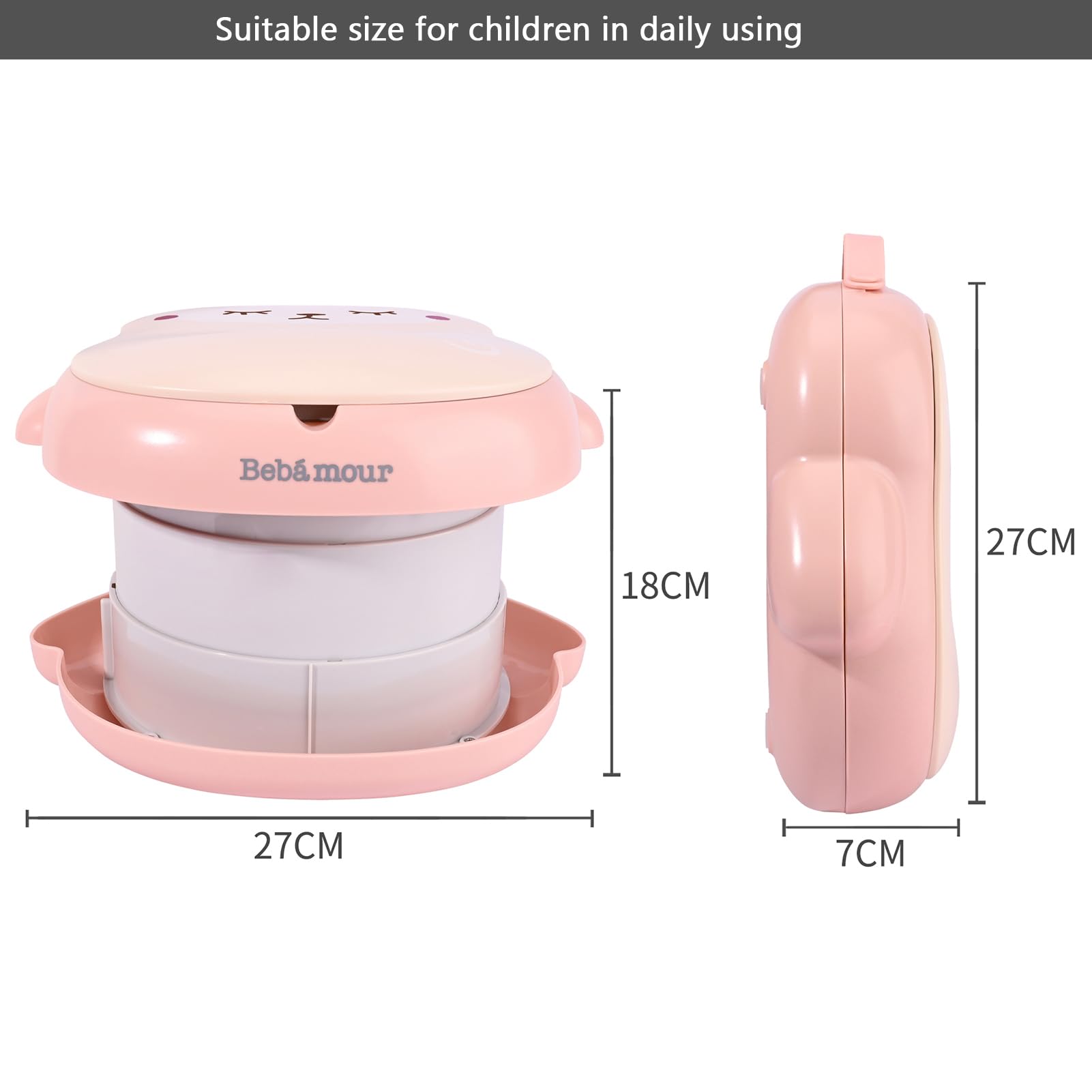 Bebamour Baby Potty Training Toilet Seat Portable Potty for Toddlers Travel Potty for Boys and Girls with Potty Liners Pink - Image 2