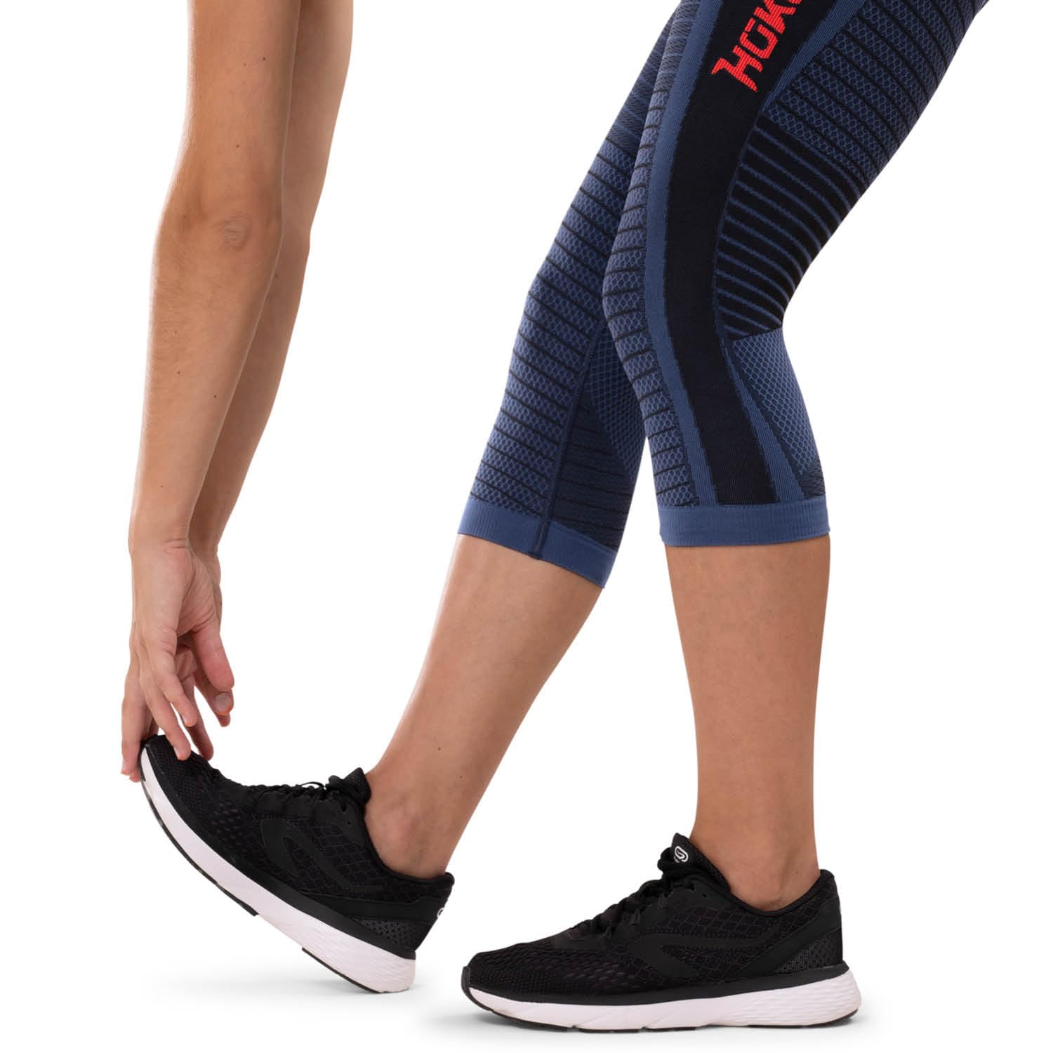 HOKO - Malla Pirata de Compresión Uniforme KADA para Mujer | Elástica y Sin Goma | Mallas para Running, Gimnasio | Sujeción y Estilización | 2 Bolsillos | Color Navy/Negro, Talla L