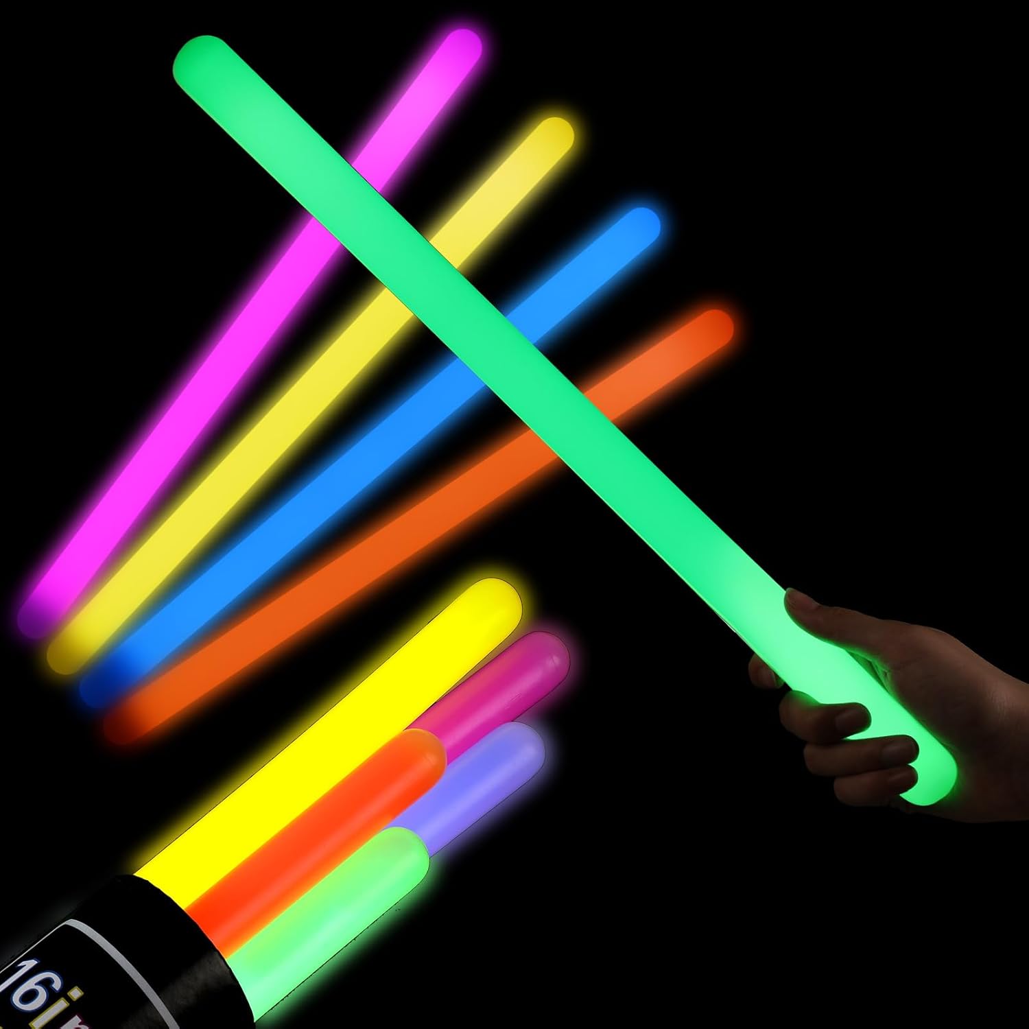 5 Pcs 16 Inch Industrial Grade Glow Sticks Bright Jumbo