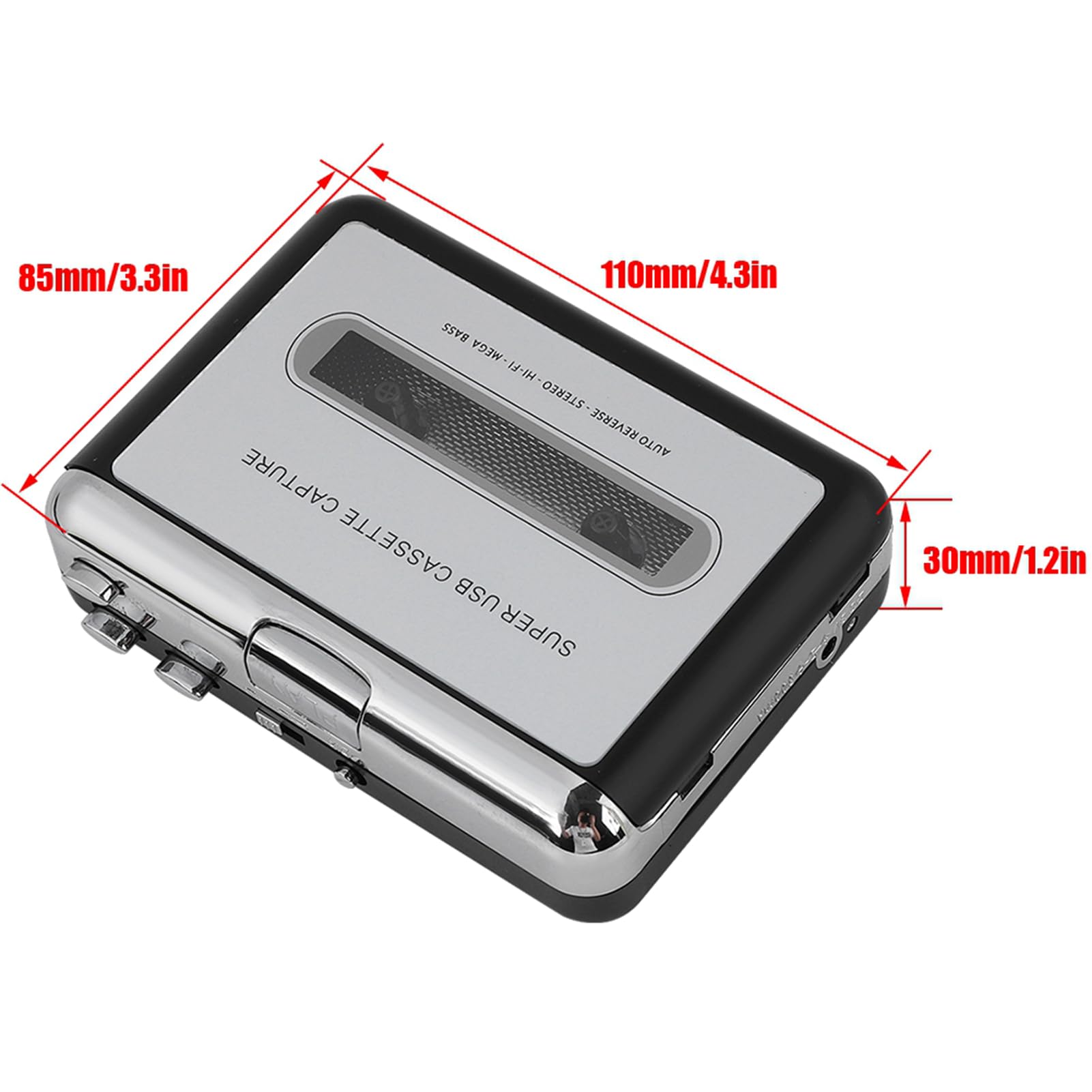 Konwerter Kasetowy, Konwerter Kasetowy na MP3 Adapter Kasetowy Konwerter MP3 CD Taśma Cyfrowa MP3 Audio Odtwarzacz Muzyczny, z Kablem USB
