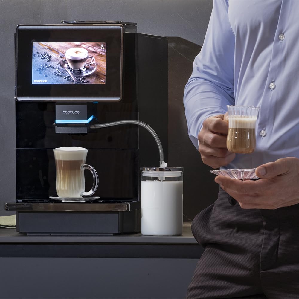 Cecotec Macchina da Caffè Superautomatica Touch Cremmaet OCS. 1500W, 19 Bar, Schermo TFT, Sistema Thermoblock, Pulizia Automatica, Serbatoio da 400g di Chicchi di Caffè, 2L di Acqua e 600ml di Latte