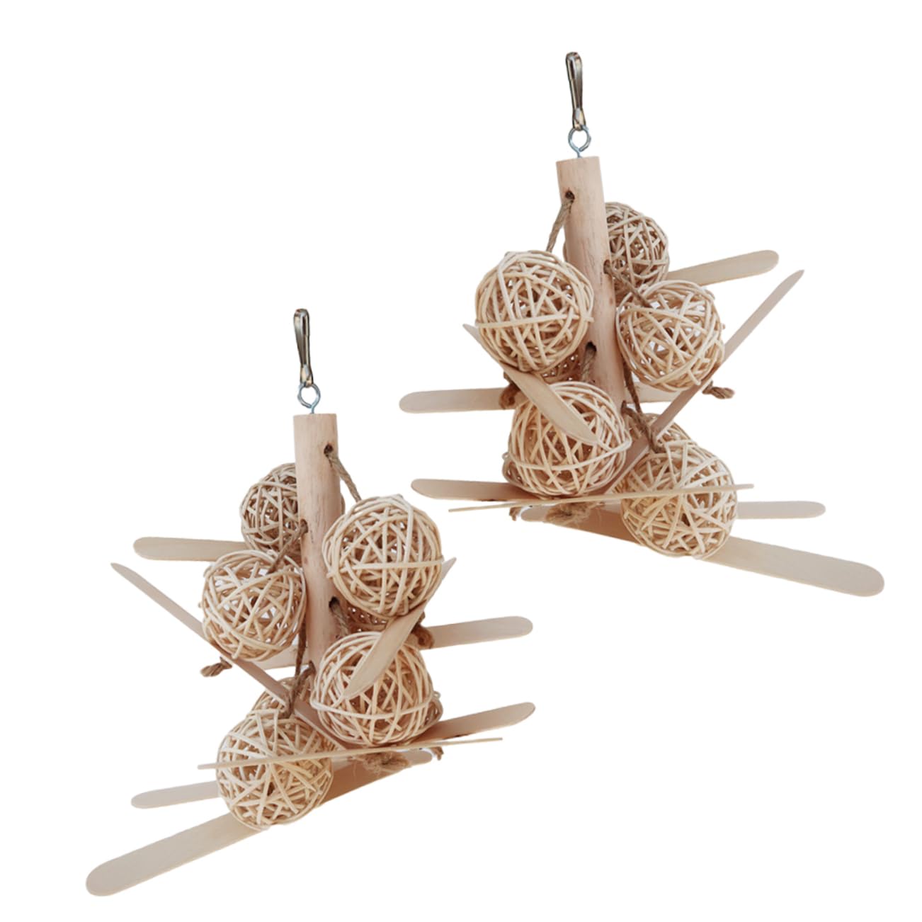 Happyyami 2 Piezas Juguetes de Madera Dentición Juguete para Morder y Escalar Columpio Interactivo para Loros y Masticación