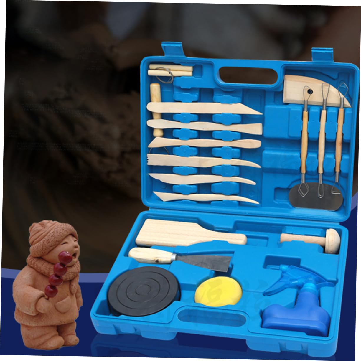 Uonlytech 19pezzi Strumenti per Scolpire Argilla Versatili Durevoli e Sicuri per Modellare Argilla Morbida e Figurine Artigianali con Utensili in Colori e Blu Progettati per Professionisti e