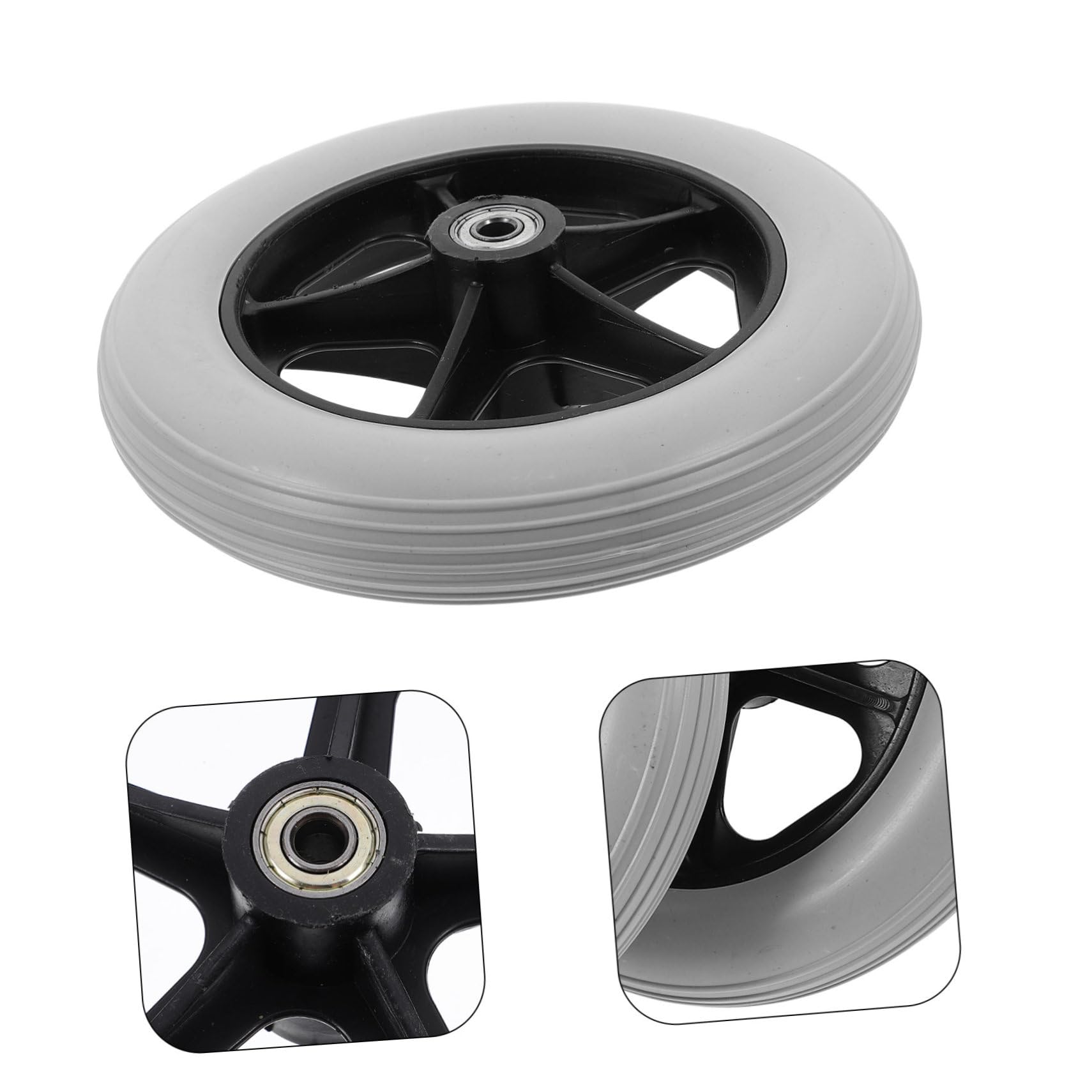 Angoily 2 Pezzi Ruote di Ricambio per Carrozzina Anteriore, Ruote in Plastico Resistenti All'usura Foro da 8mm per Carrelli e Deambulatori