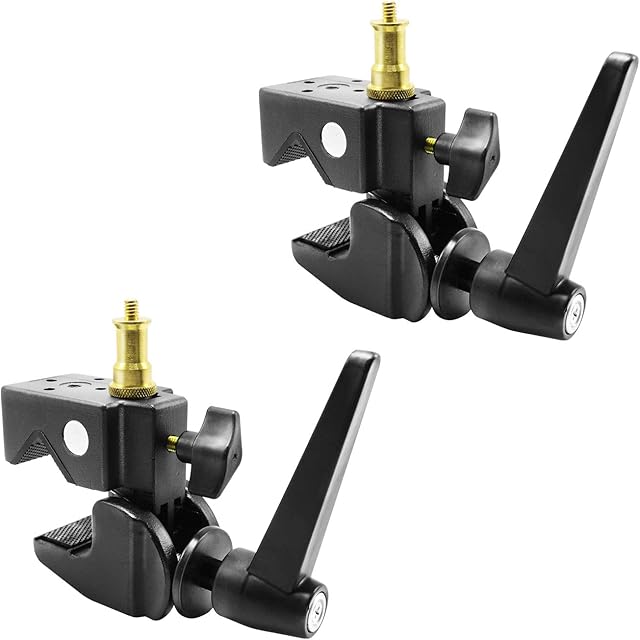 LimoStudio [2 Pack] Super Clamp with Standard Metal Stud 1/4" & 3/8" Screw for Photo Video Studio, Multi Purpose Use, AGG3261