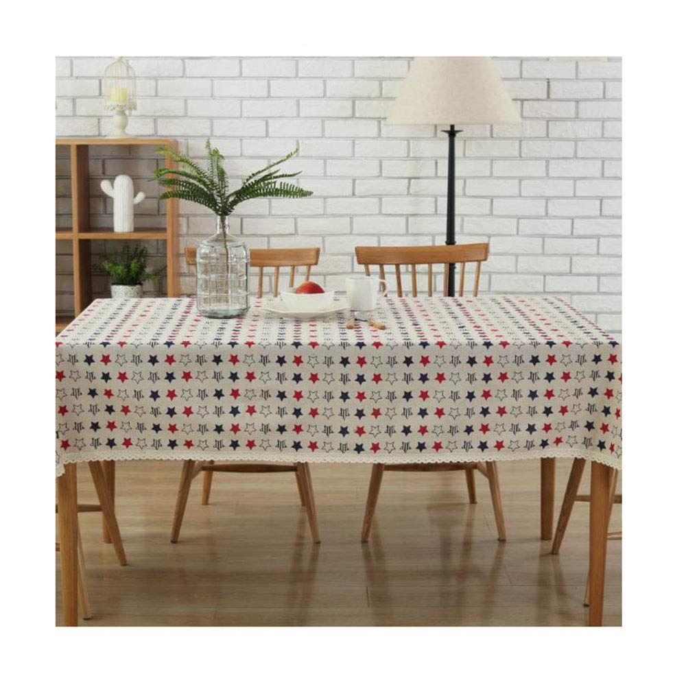 Nappe coton et lin étoile drap housse protection tissu table basse rectangulaire