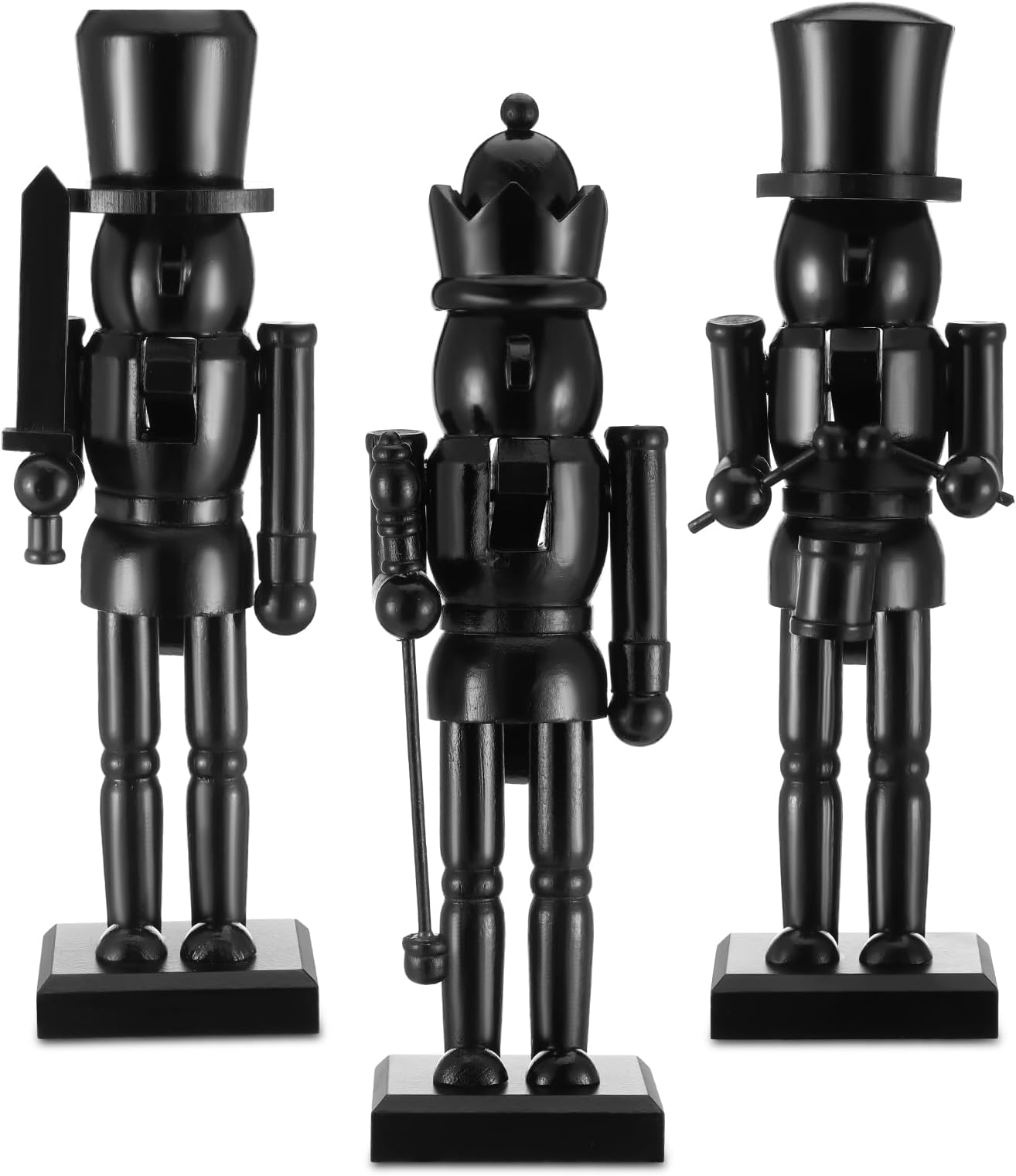 3 Pcs 10 Inch Christmas Nutcracker Figure Wood Nutcracker Figures Modern Soldier Nutcracker Xmas Nutcracker Ornament Mantle Decor Christmas Decorations for Home Table(Black)