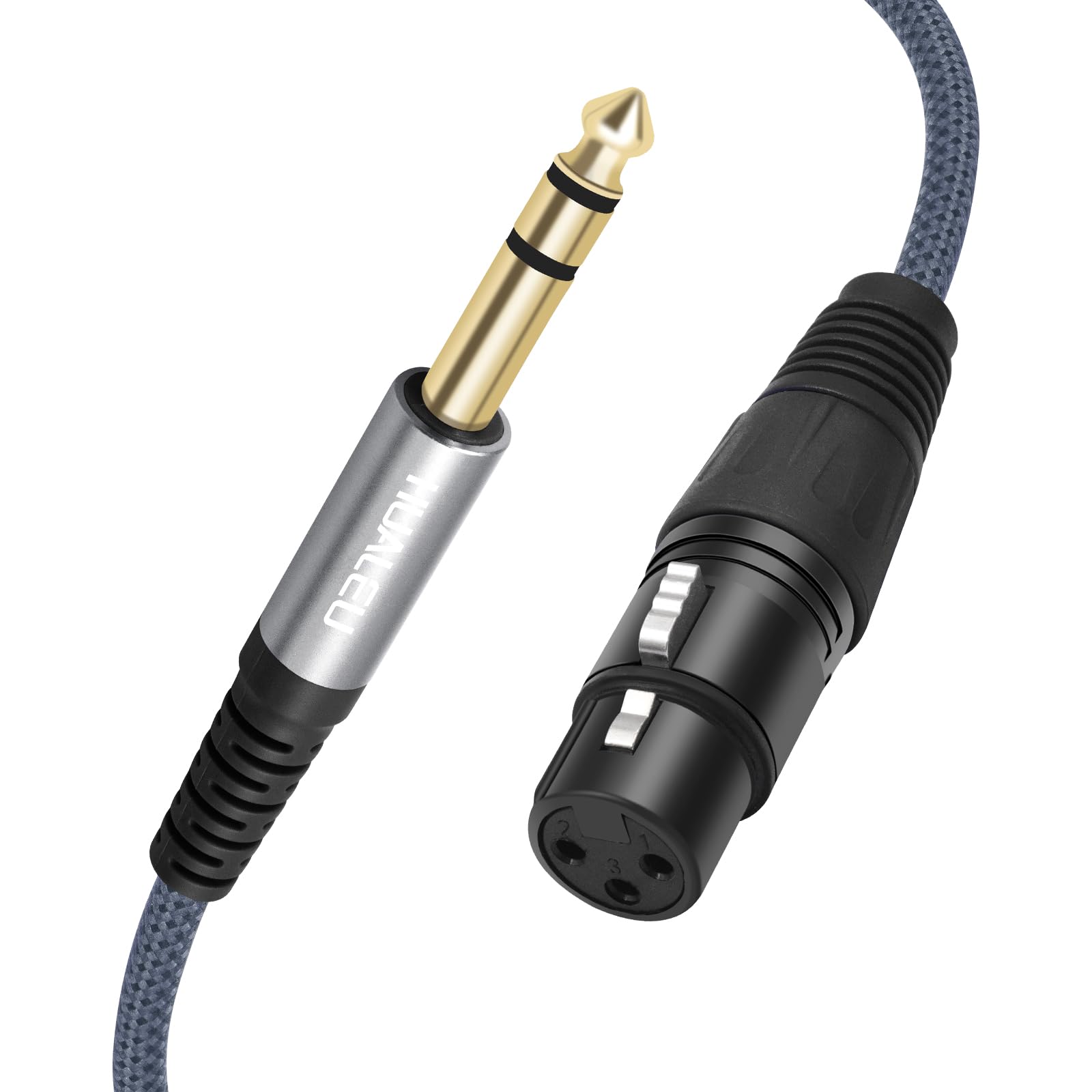 Paquete de 2 cables de micrófono TRS macho de 1/4 a XLR hembra de 3 pines, cable equilibrado trenzado de 6,35 mm TRS a XLR hembra de 10 pies para micrófono mezclador, altavoces activos
