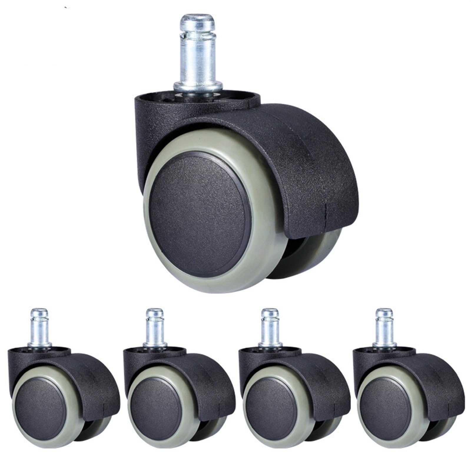 GBRJUYF 5pcs 2" Swivel Caster Wheels for Furniture 50KG Load 360° Silent Office Chair Wheels Rubber Replacement Casters for Easy Mobility &Support