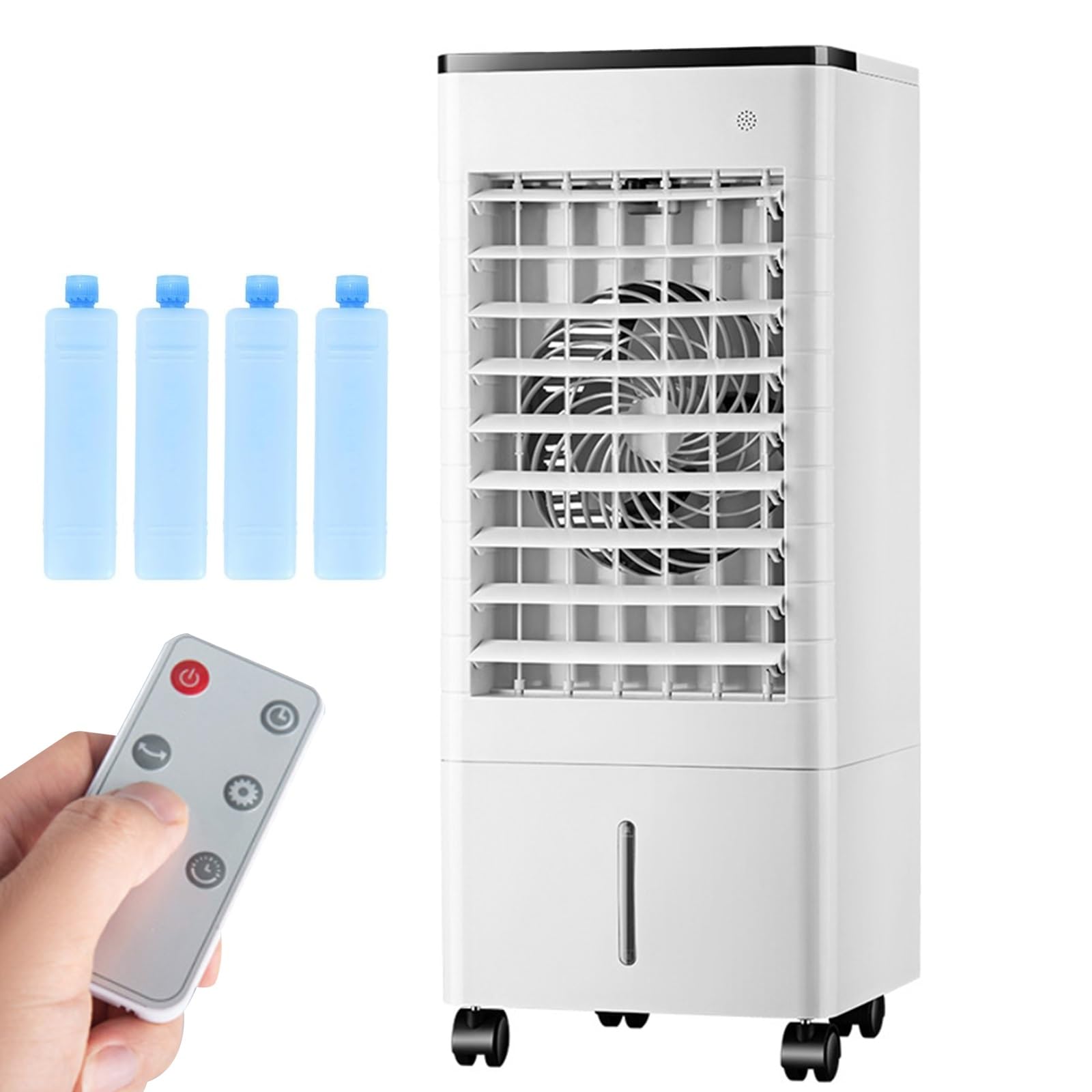 JKJZSALJ Portable Evaporative Cooler,Indoor Air Conditioner,9L Water Tank,90°Oscillation,Remote Control,4 Ice Packs,3 Speeds,15H Timer,For Home Use