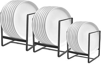 3er-Pack Tellerregal/ Abtropfgestell, Metall Tellerhalter Teller Organizer Schrank Multifunktional Tellerständer Küchenschrank Aufbewahrung Organizer für Teller Schneidebretter Topfdeckel, Schwarz
