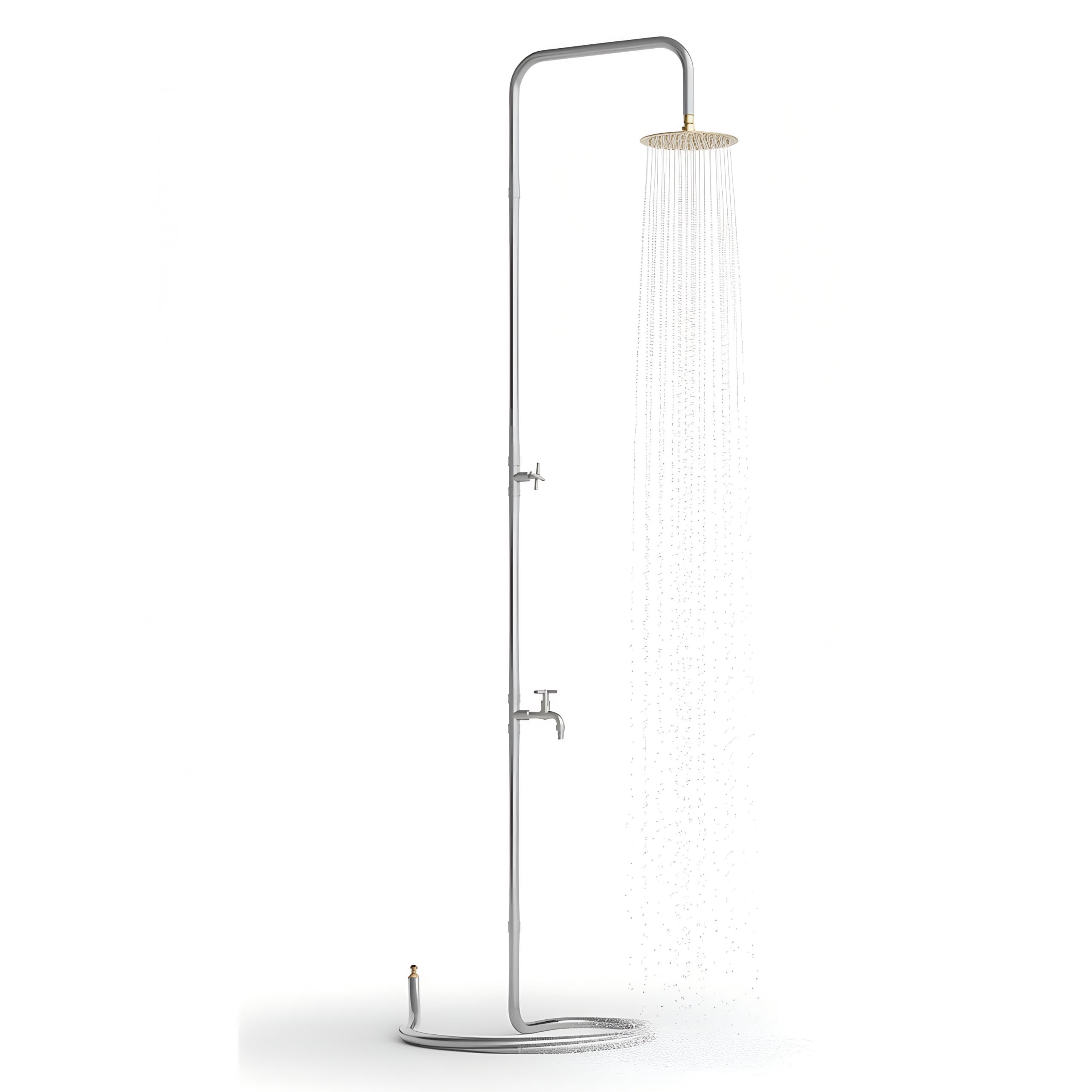 LIVLIG53 Gartendusche – Edelstahl, selbststehend, schwenkbarer Duschkopf, 213 cm