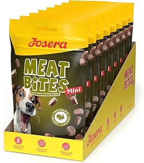 JOSERA Meat Bites Mini Turkey (8 x 70 g) | Adult | Premium Trainingssnack für Hunde mit leckerem Truthahn | 90% Fleischanteil | Zucker- & getreidefrei | kalorienarm | weiche Konsistenz | 8er Pack product image