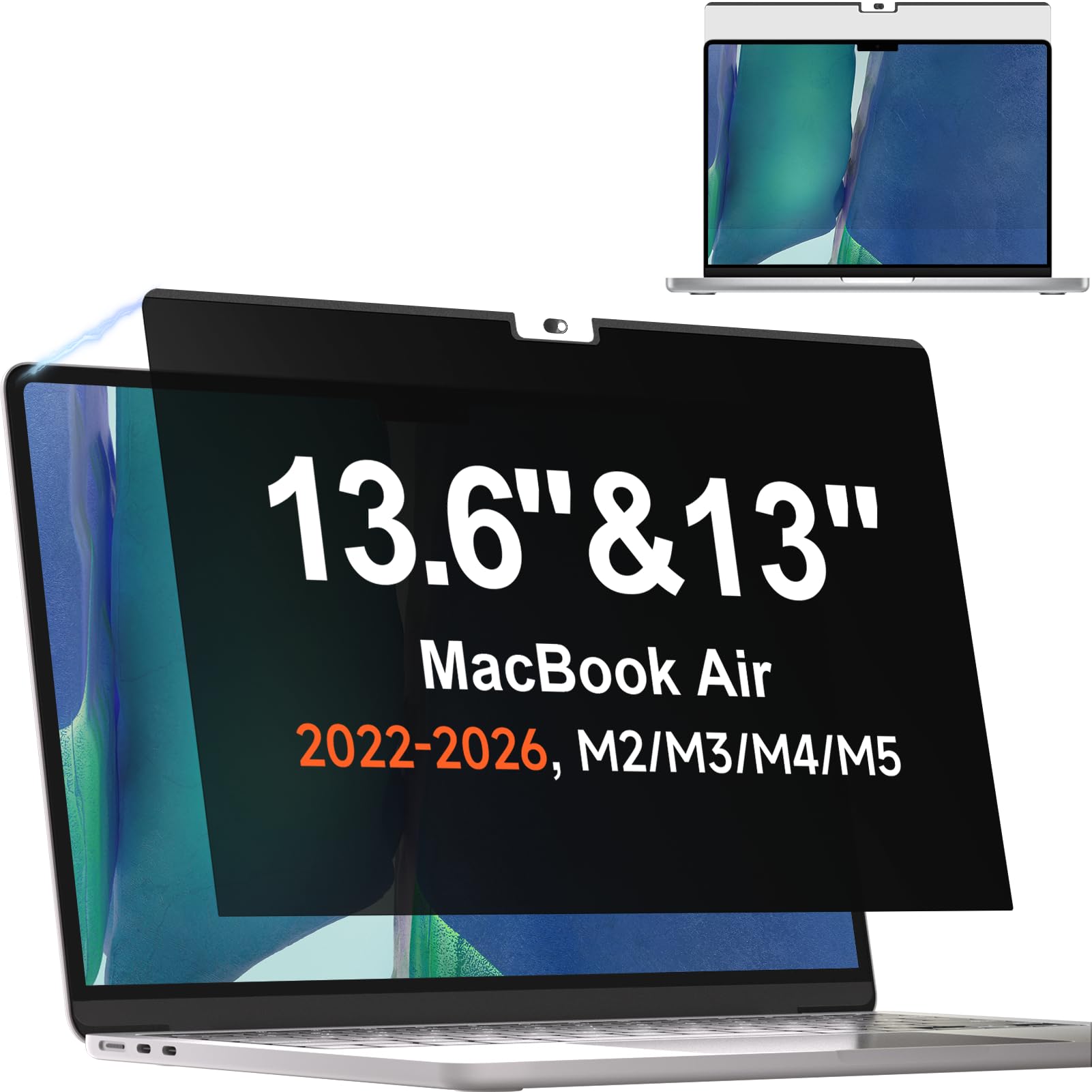 Magnético Filtro de Privacidad Compatible con MacBook Air 13.6 Pulgadas(2026,M5)(2025,M4)(2024,M3) (2022, M2), Filtros de Pantalla para MacBook Air M5, Privacy de Protector Pantalla para MacBook 13.6