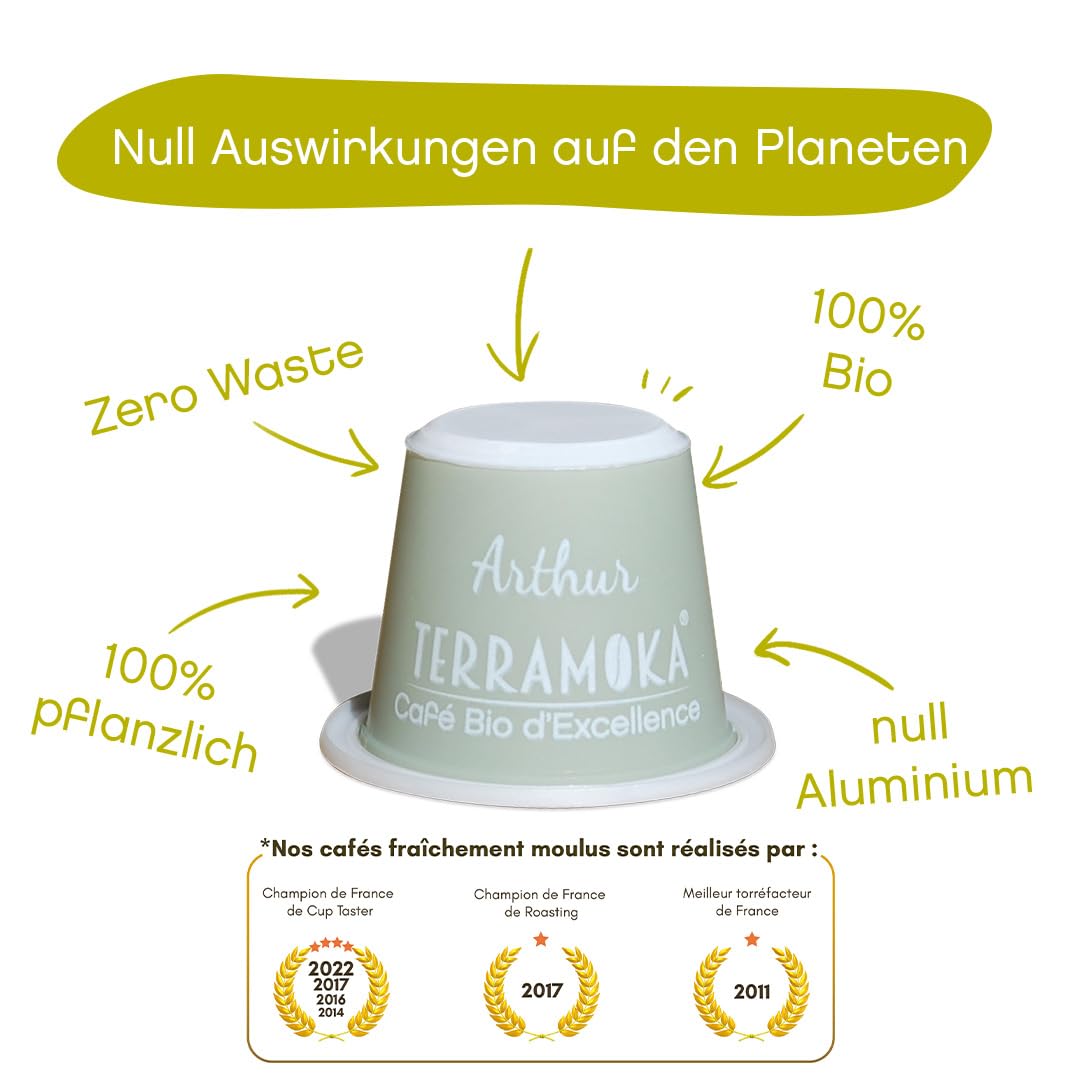 TERRAMOKA - Exzellenter entkoffeinierter Bio-Kaffee - 100% reiner Arabica aus Peru - Original und elegant - 60 Kapseln Kompatibel Zero Waste - Mister Nelson - Frankreich