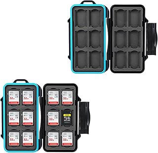 Slots SD MSD Memory Card Case Holder 24 Slots Memory Card Case Holder for 12 SD SDHC SDXC + 12 CFexpress Type A Card Organizer Box with Carabiner for A7 IV Memory Card Case Water-Resistant Anti-Shock
