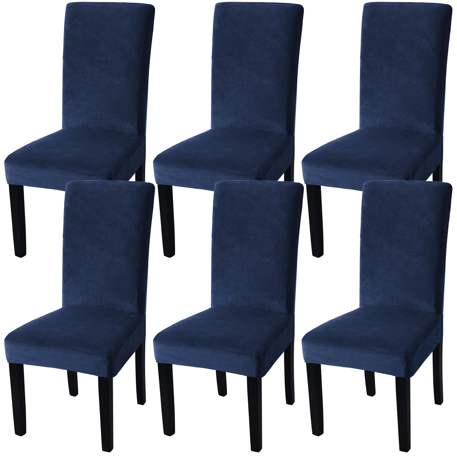 Fuloon Velvet Dining Chair Slipcovers Stretch Chair Covers Durable Dining Chair Soft Plush Cover Removable Seat Slipcover Set of 6