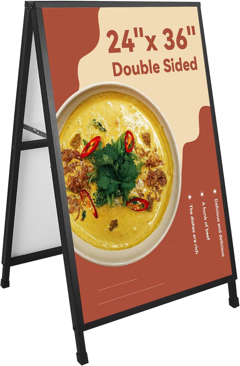 Heavy Duty Slide-in A Frame Sign Sidewalk Sign 24 x 36 inch Double-sided Folding Sandwich Board Steel Metal Pavement Sign(Frame Only)