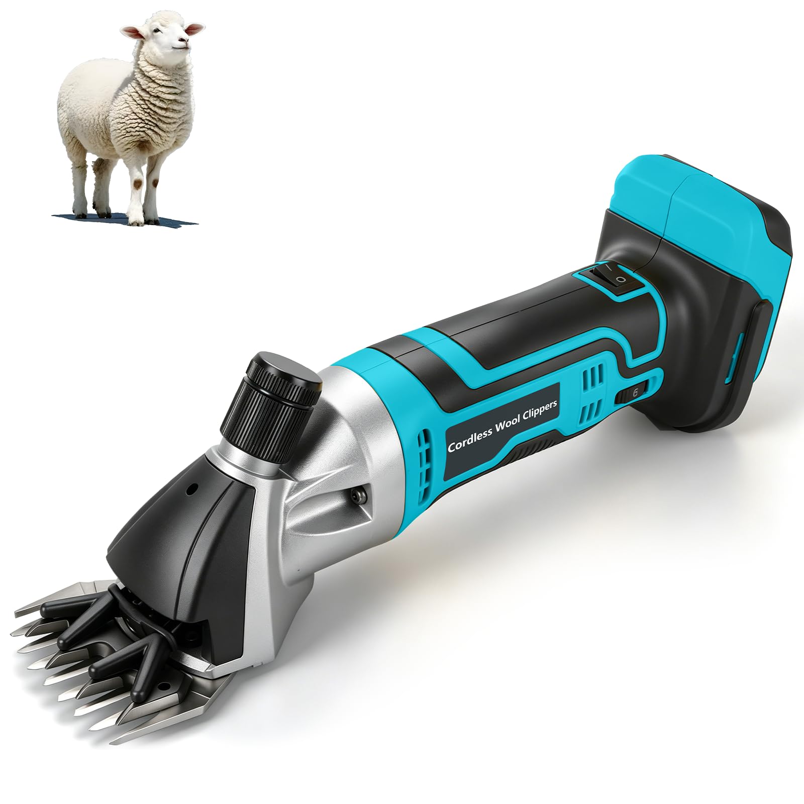 tijeras para ovejas inalámbricas de 850W, Esquiladora eléctrica, 3000 RPM, 6 velocidades, garra ajustable, ideal para ovejas, alpacas y cabras, azul (sin batería)