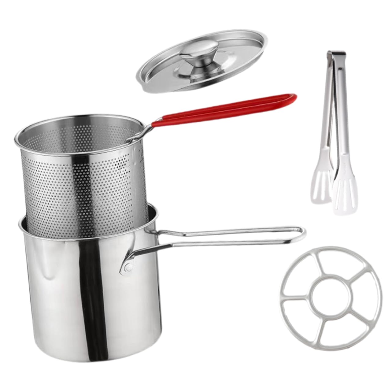 SOLUSTRE Fry Basket for Pot Mini Deep Fryer Deep Fryer Pot Basket Lid 304 Stainless Steel Easy Cooking