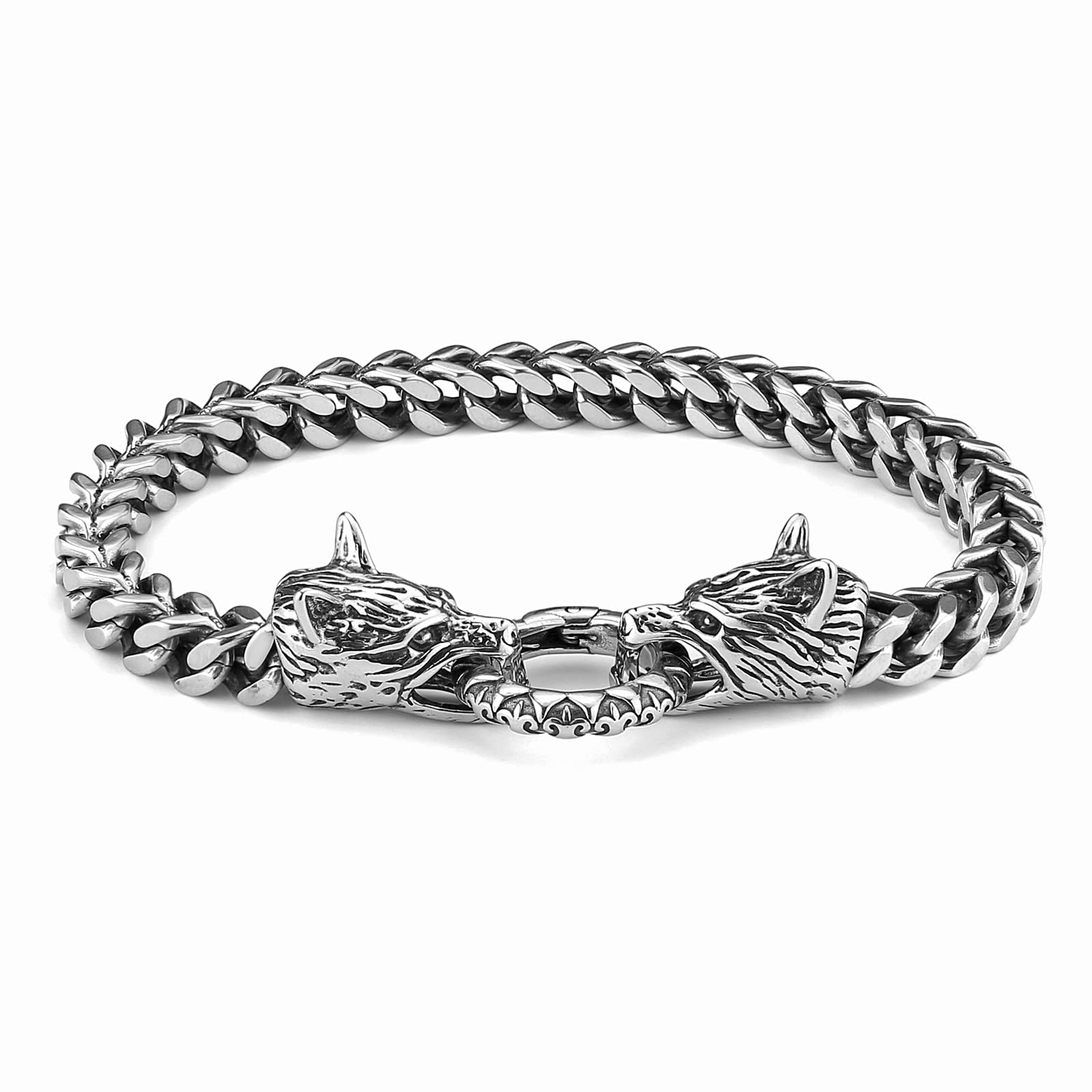 HZMANRetro Dragon Head Bracelet for Men Boys Stainless Steel Gothic Punk Black Dragon Bangle Cuban Chain Link Bracelet Biker Party Jewelry Gift