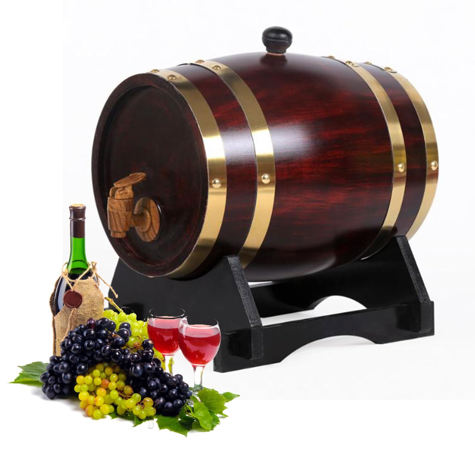 Barril de Vino de Roble, contenedor de Barril de Vino de Madera de Roble Vintage con Grifo, Barril de Bebida de Madera for cócteles envejecidos(20L)