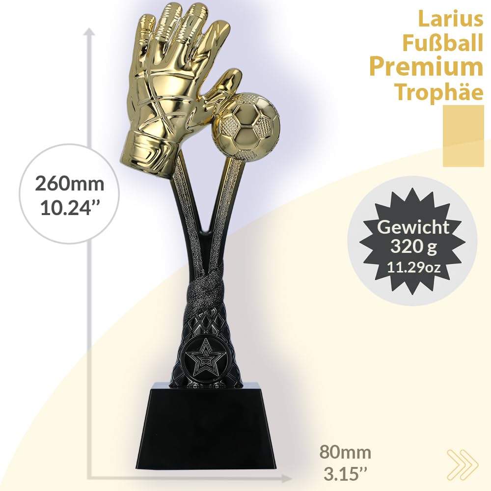 Larius Copa de fútbol trofeo dorado 26 cm 320 g con/sin grabado