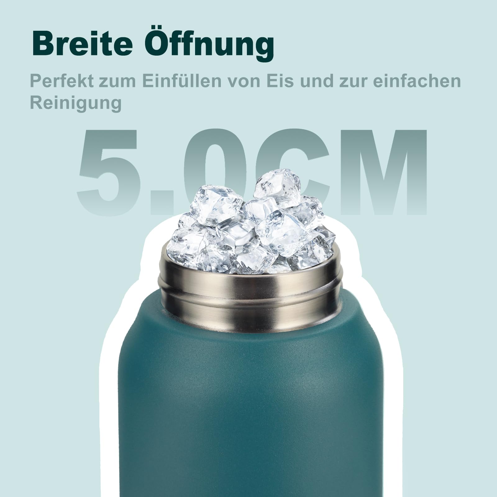 UZSPACE Edelstahl Trinkflasche 1l (970ml), Isolierte Thermosflasche mit 1-Klick-Öffnung, 100% Auslaufsicher, Sport Wasserflasche für Wandern Sport Fitness Gym Outdoor, Waldgrün