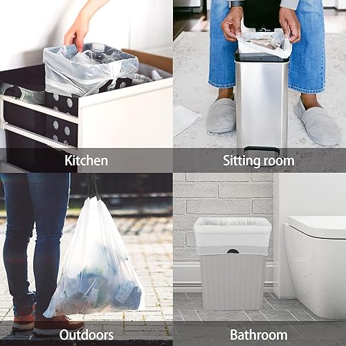 Miniatura 7 de Bolsas de basura pequeñas con cordón de 1 galón, 120 unidades, se adaptan a cubos de basura pequeños de 3 a 4 litros, para el hogar, oficina, baño,
