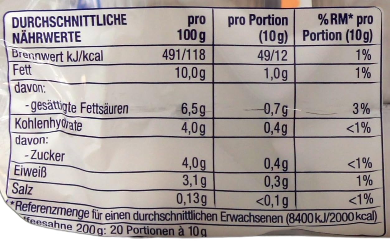 Gut & Günstig Kaffeesahne 10% Fett, 15er Pack (15 x 200g)