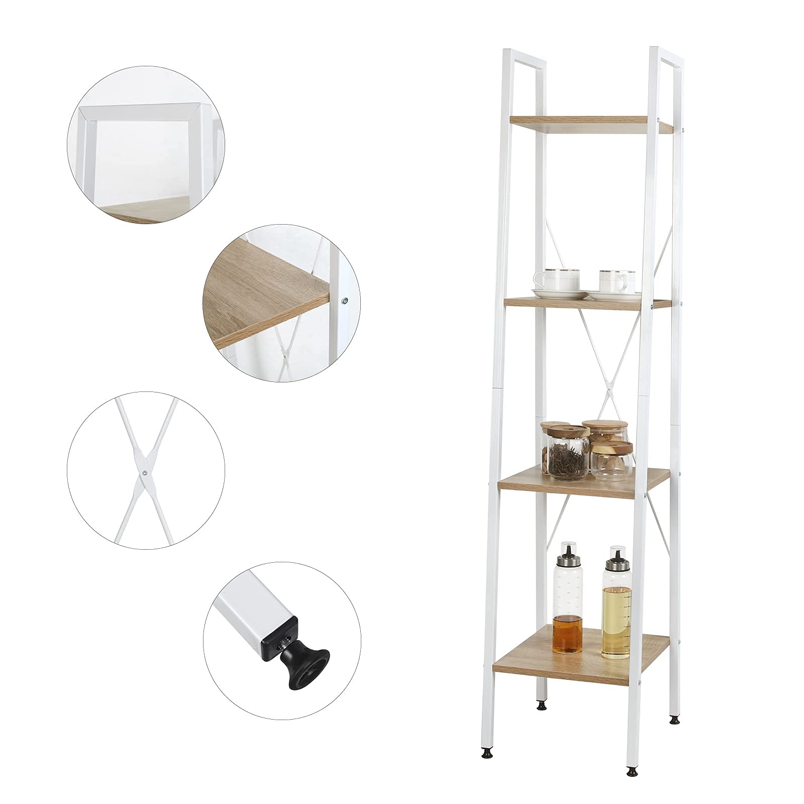 Benjara Étagère De Rangement à 4 Niveaux Rasha, Tablettes Spacieuses Metal Noir 34 Pouces Bnkd7018
