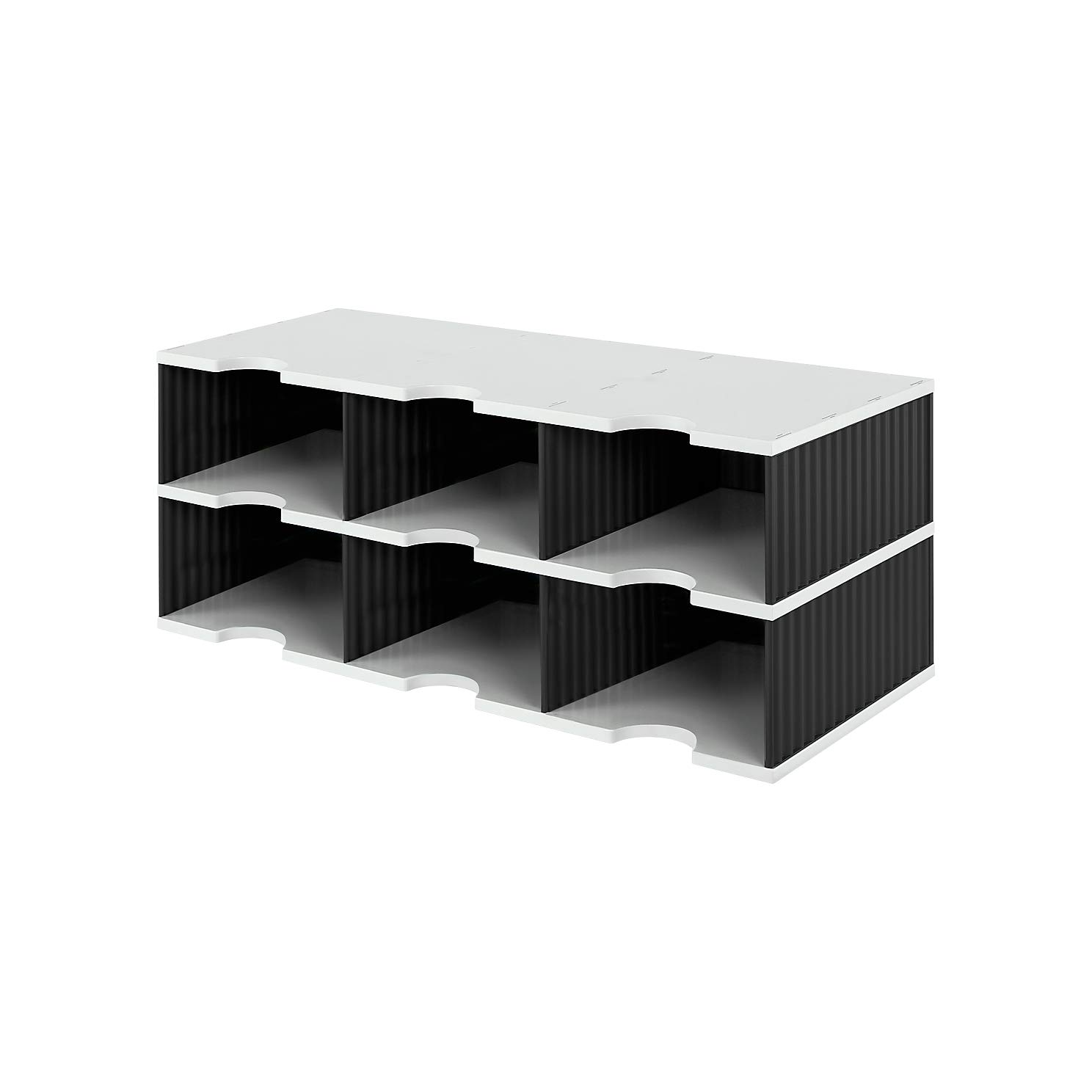 Styro 268032298 - Vaschetta portadocumenti styrodoc®, misura jumbo, 6 scomparti suddivisi su 2 piani, grigio/nero