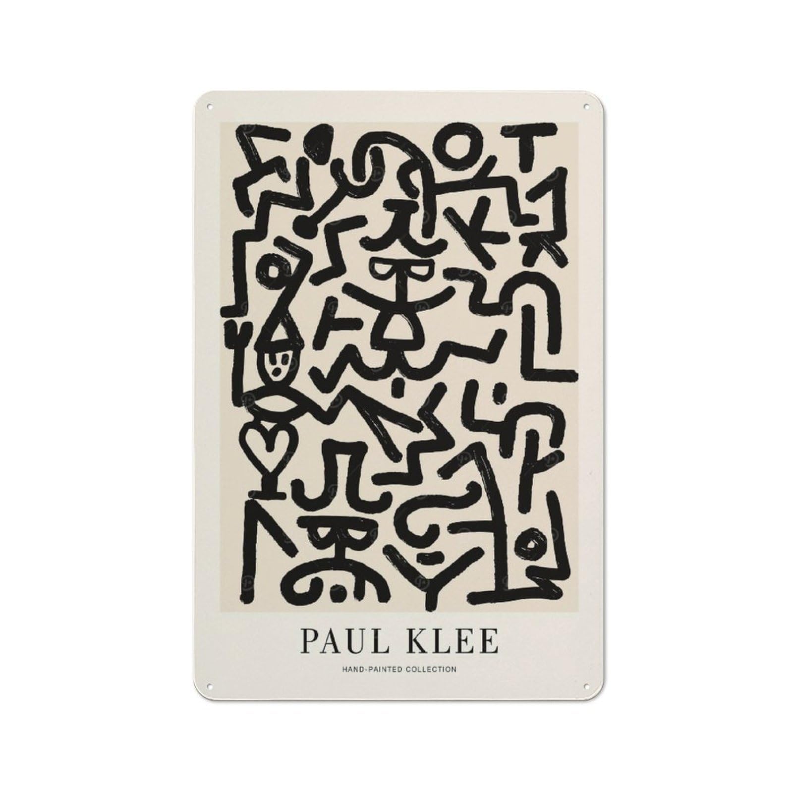 Junmoney Style-18 Tin Wall Plaque 30X20cm With Paul Klee Comedians For Home Office Or Studio, For Garage, Workshop And Man Cave Decoration