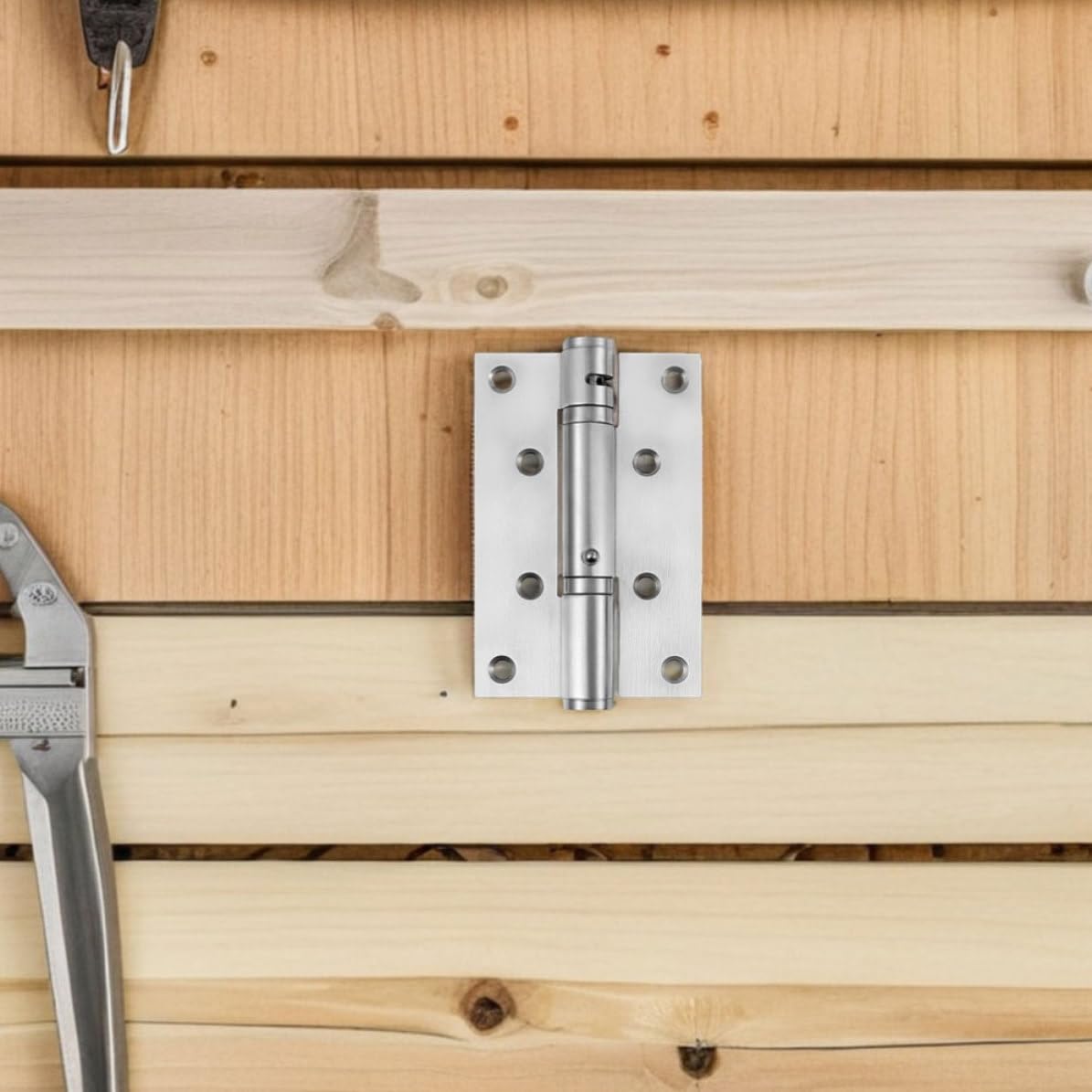Healifty Bisagra de puerta automática oculta de acero inoxidable con resorte, 4 piezas con tornillos, para dormitorio y estudio, función de cierre silencioso
