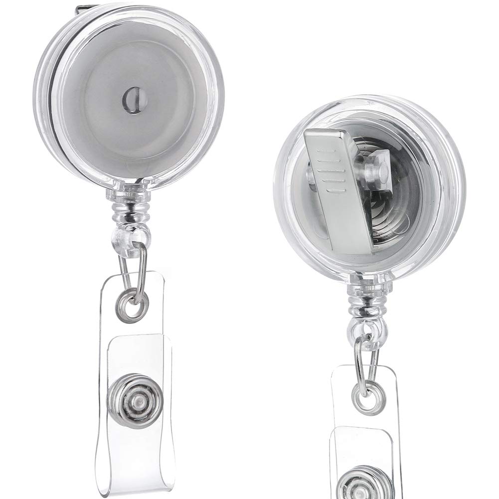 QREEL - 25 Pack - Retractable ID Name Badge Holder Reels with Swivel Alligator Clip (Translucent Clear)
