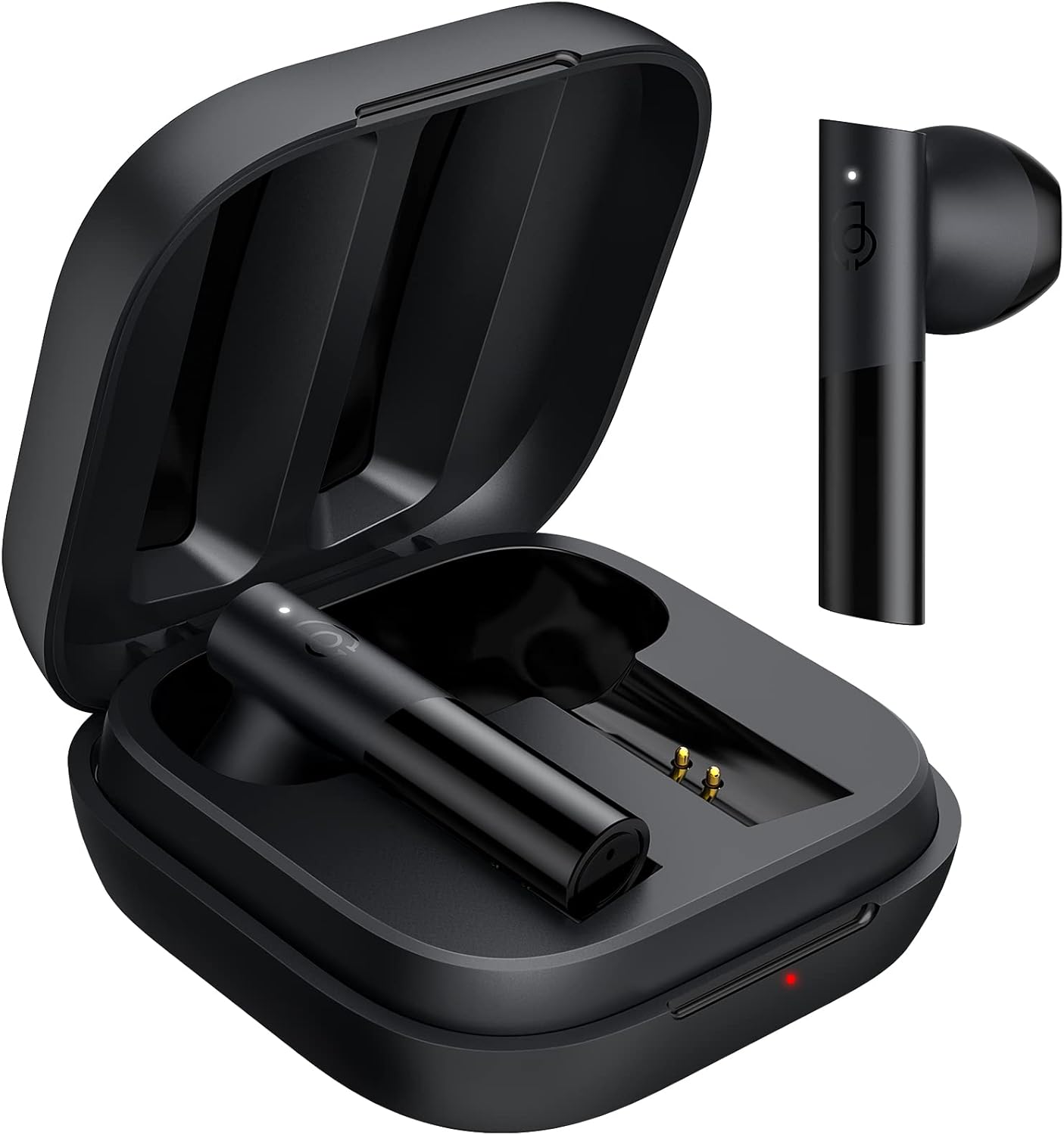 HAYLOU GT6 Wireless Earbuds in their open charging case, with one earbud shown separately.