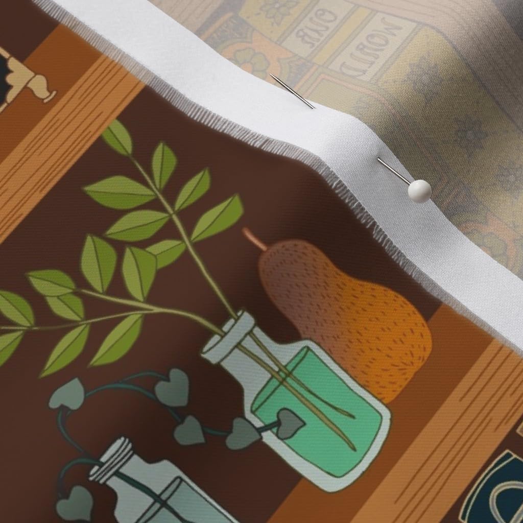 Spoonflower Fabric - Library Home Reading Books Bookshelf Printed on Organic Cotton Sateen Fabric by The Yard - Sewing Quilting Apparel Home Decor