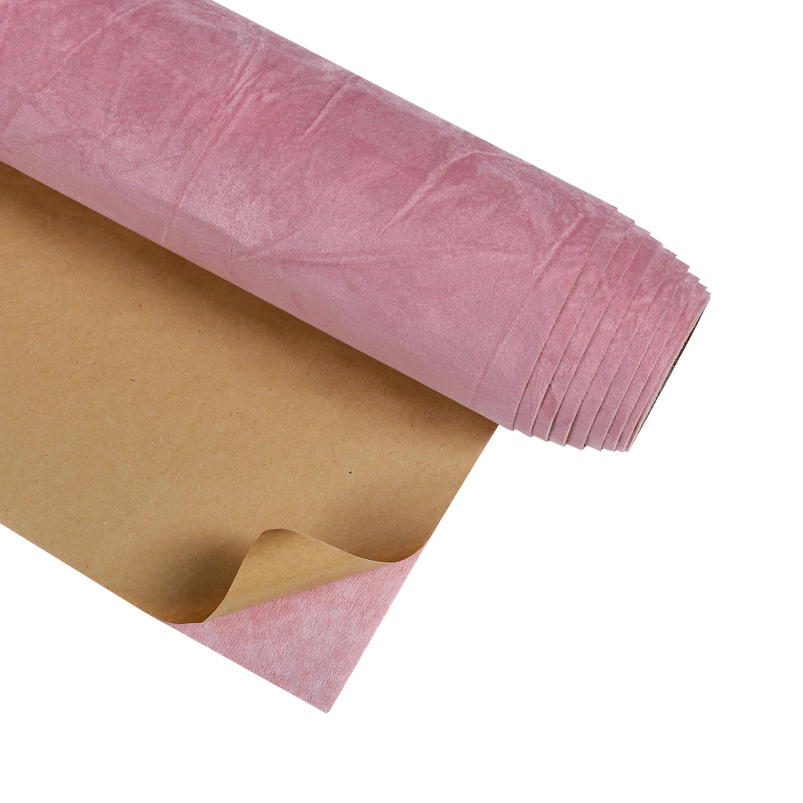 Photo 1 of CRE8TIVE Coral Pink Self Adhesive Crinkle Crushed Velvet Flocking Liner for Jewelry Felt Drawer Liner 12"x80" Felt Velvet Peel and Stick Wallpaper Pink Contact Paper for Girls Bedroom Drawer Lining
