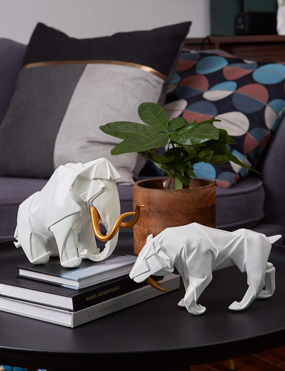 HAUCOZE Léopard Figurine Statue Dinosaur Sculpture Animal Décoration Moderne Cadeau Arts Maison Décor pour Salon Bureau Resine 22cm