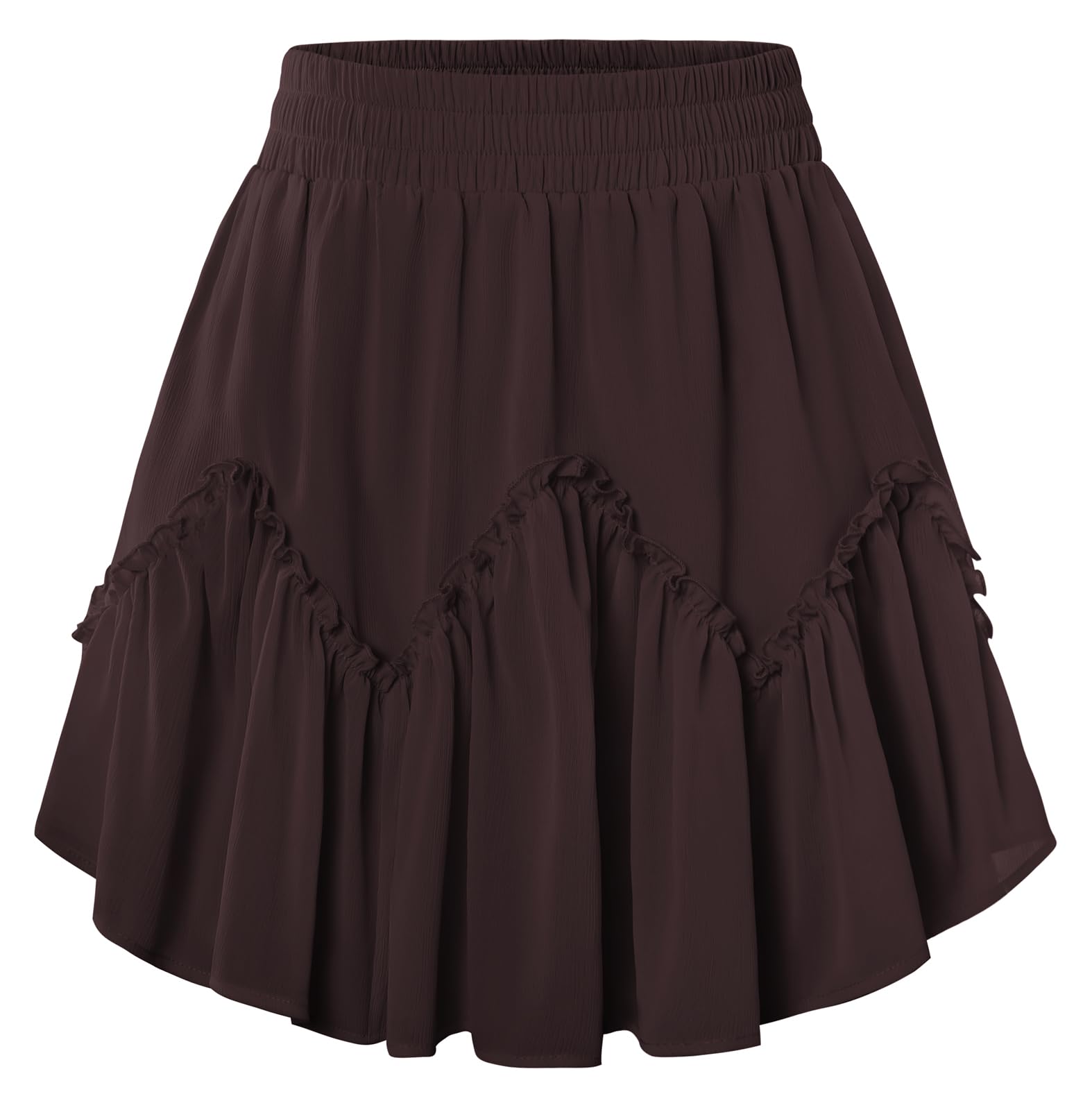 SCARLET DARKNESS Mini jupe élastique à volants en mousseline de soie pour femme, pour plage, club, fête