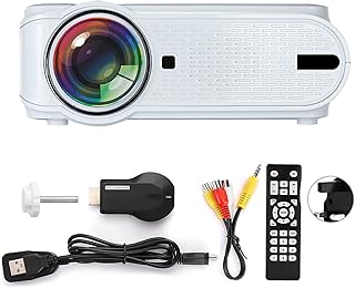 Mini Projector, Portable LED Projector Wireless Same Screen Home Theater Video Projector 1080P Supported Compatible with USB/Memory Card//VGA/AV/TV (UK Plug)