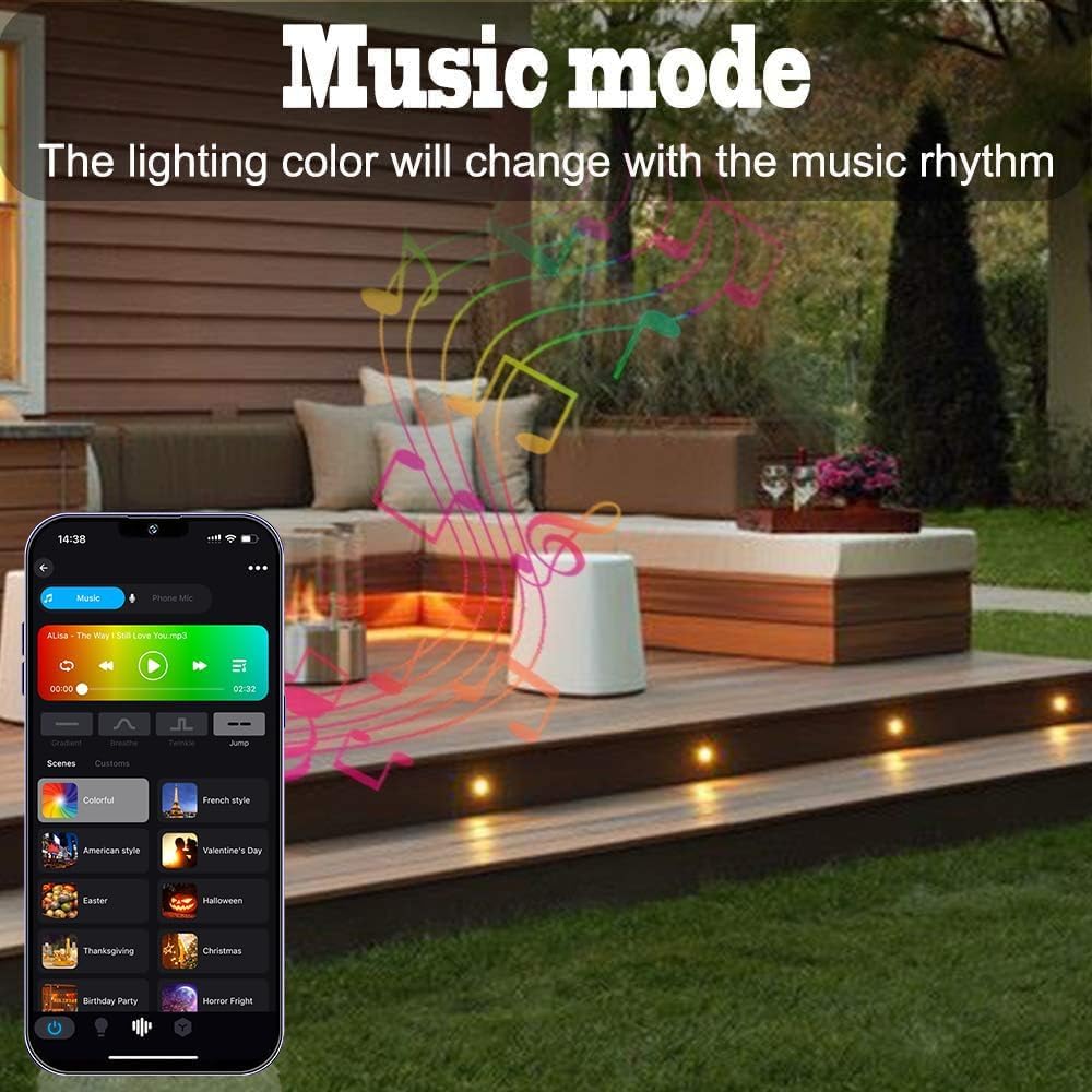 WiFi Lámpara de suelo Foco empotrable RGBW impermeable IP67 Ø45mm – Iluminación para terraza, patio, camino, pared, jardín, decoración, interior y exterior (paquete de 30)