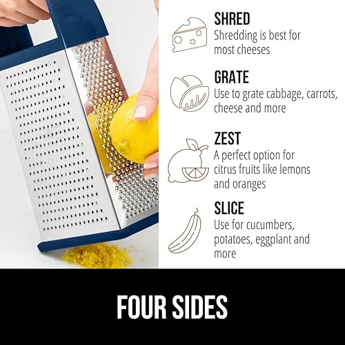 Miniatura 2 de Gorilla Grip Rallador de caja y pelador de verduras, el rallador de caja tiene un recipiente integrado, el pelador es apto para lavavajillas, ambos