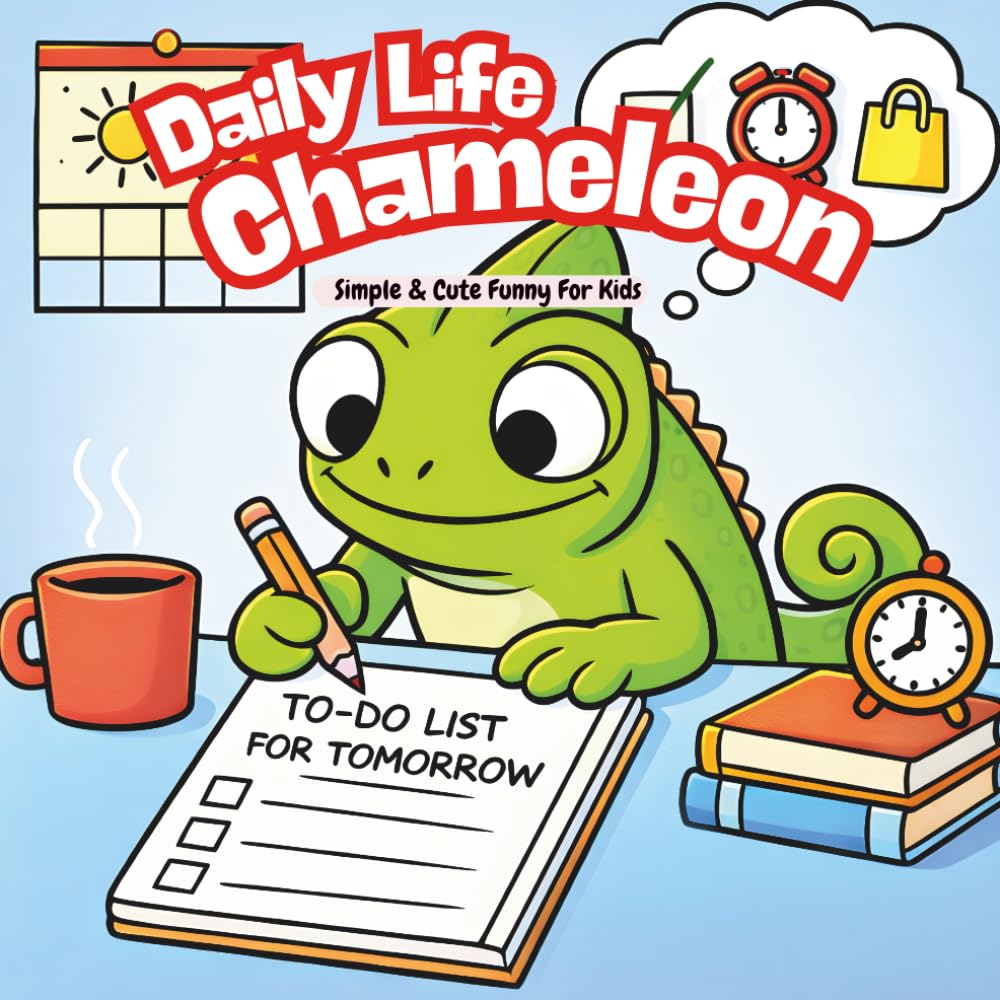 Daily Life Chameleon: Simple And Cute Coloring Funny For Kids