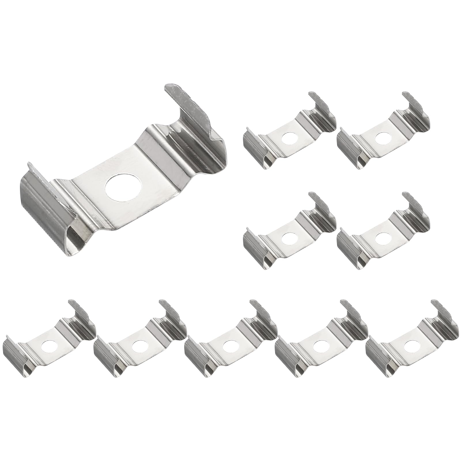 sourcing map 25 Pcs T5 Clips Bracket Hanger for LED Light Bulbs 1"x0.4"x0.35" One-Piece LED Fluorescent Tube Replacement Mounting Accessories with Screw for Lamp Holder Support Pipe, Silver